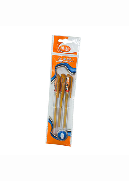 ATLAS CHOOTY PEN GEL GOLD 3 PACK