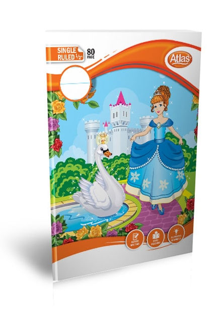 A5 80PGS HALF INCH SINGLE RULED ATLAS PRACTICAL BOOK